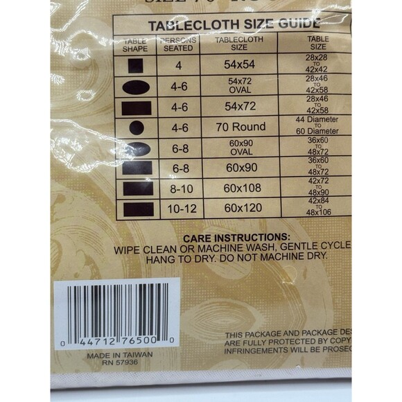 NEW Better Home White Crochet Vinyl Lace Tablecloth 70" Round - Picture 4 of 5